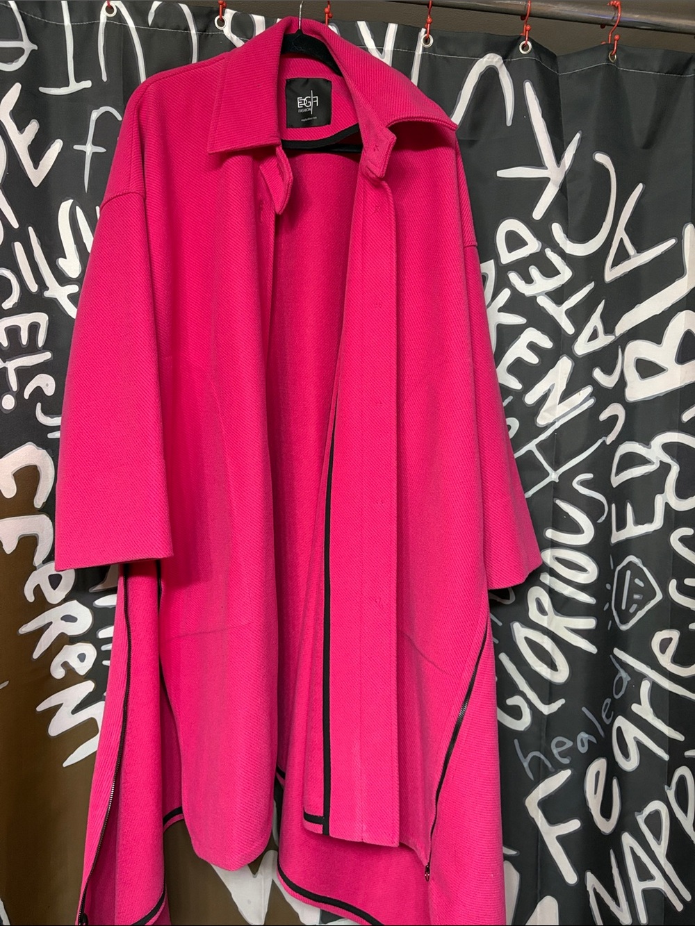 Eloquii Hot Pink Open-Front Coat side zippers